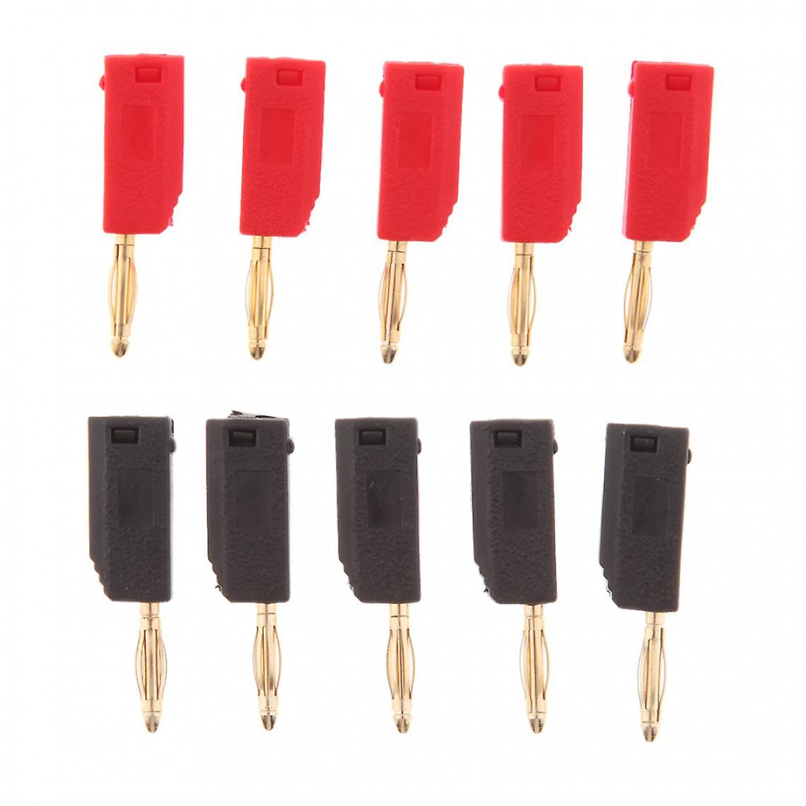 10pcs Unshielded 2mm Male Sheath Stackable Banana Plug Red+black