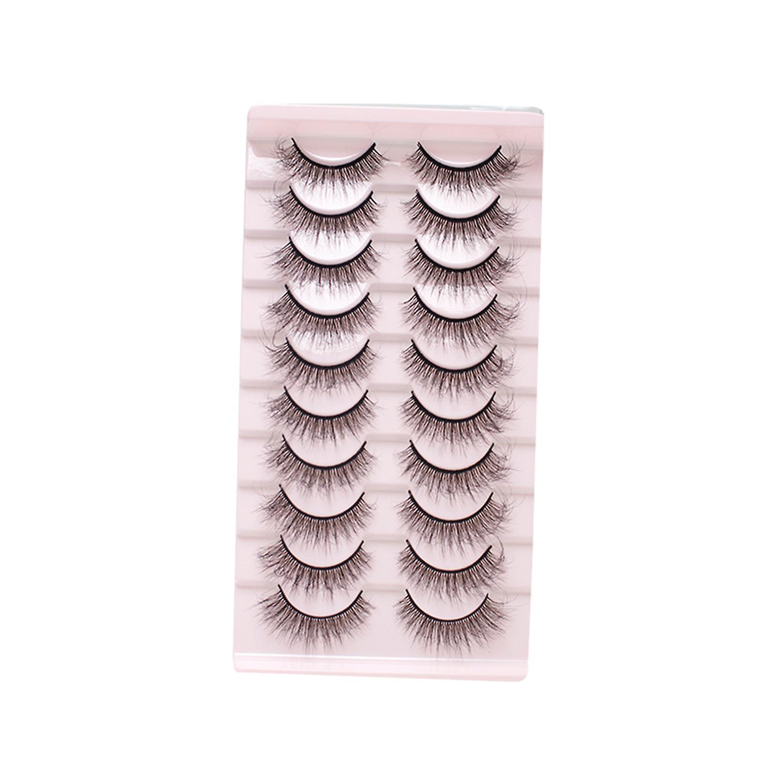 10 Pairs Dense Soft Artificial Eyelashes Diy Fluffy Effect Lightweight Lashes