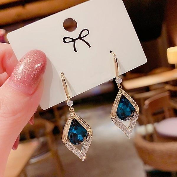Women earring girl stud ear Drop Purple Crystal Flower Dangle Shining Zircon Love Heart Waterdrop We