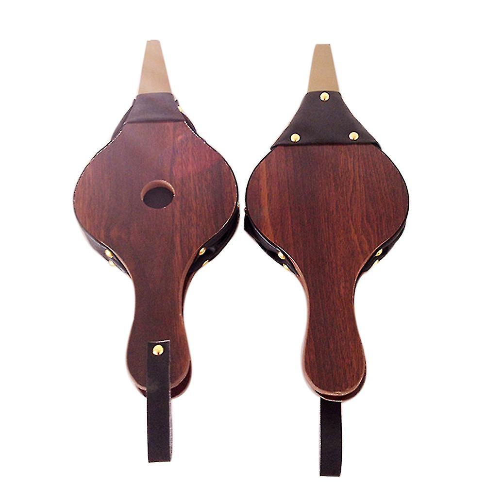 Mini Fireplace Wooden Pattern Air Bellows with Hanging Strap for BBQ Fireplace Camping