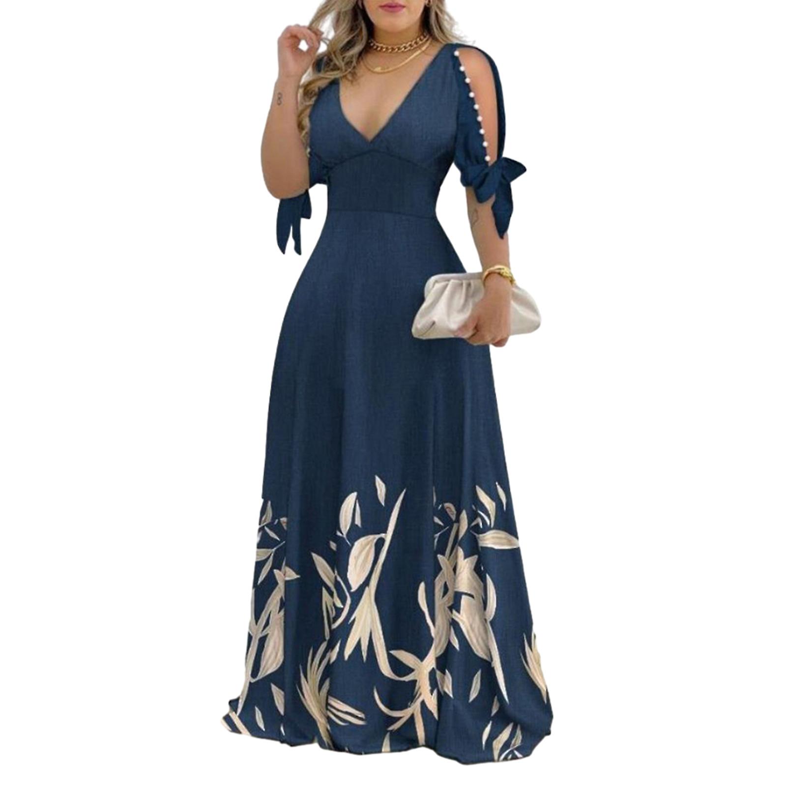 Lantern Sleeves Floral Print Dress Temperament Versatile Sundress for Spring Summer