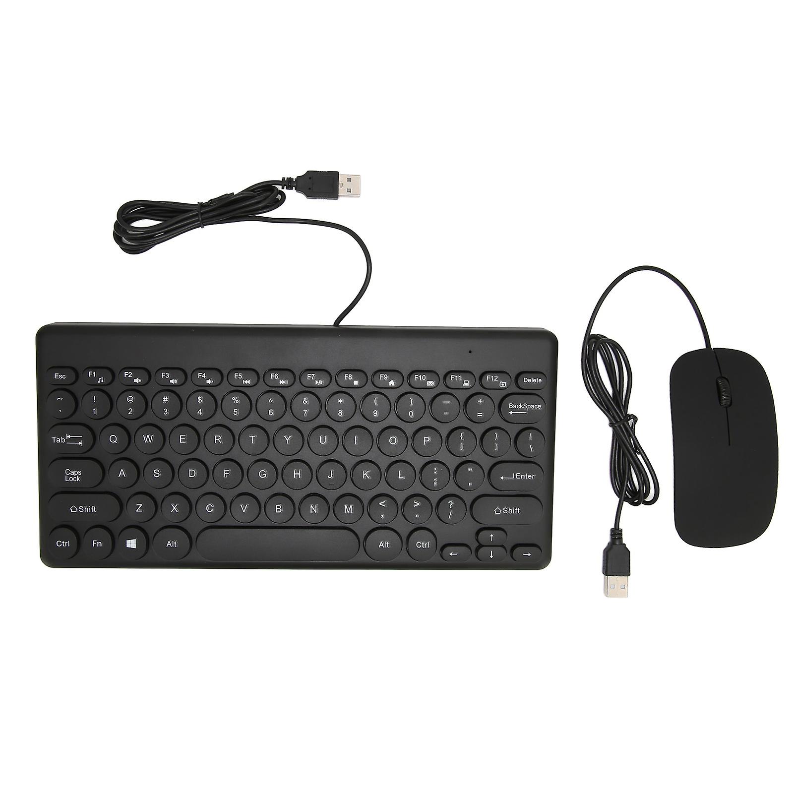 Keyboard Mouse Combo Comfortable Ergonomics Power 78 Keys Round Keycap 4 Mouse Buttons Wired Computer Accessories Black