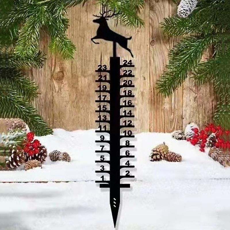 24" Snowflake Snow Gauge Retro Metal Snow Measurement Creative Outdoor Decor for Garden Courtyard