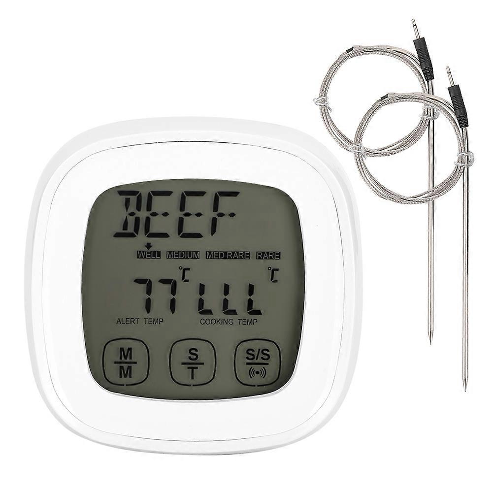 Digital Touch Screen Barbecue Thermometer with Timer, Kitchen Cooking Meat Thermometer for Grilling and BBQ Accurate Temperature Measurement
