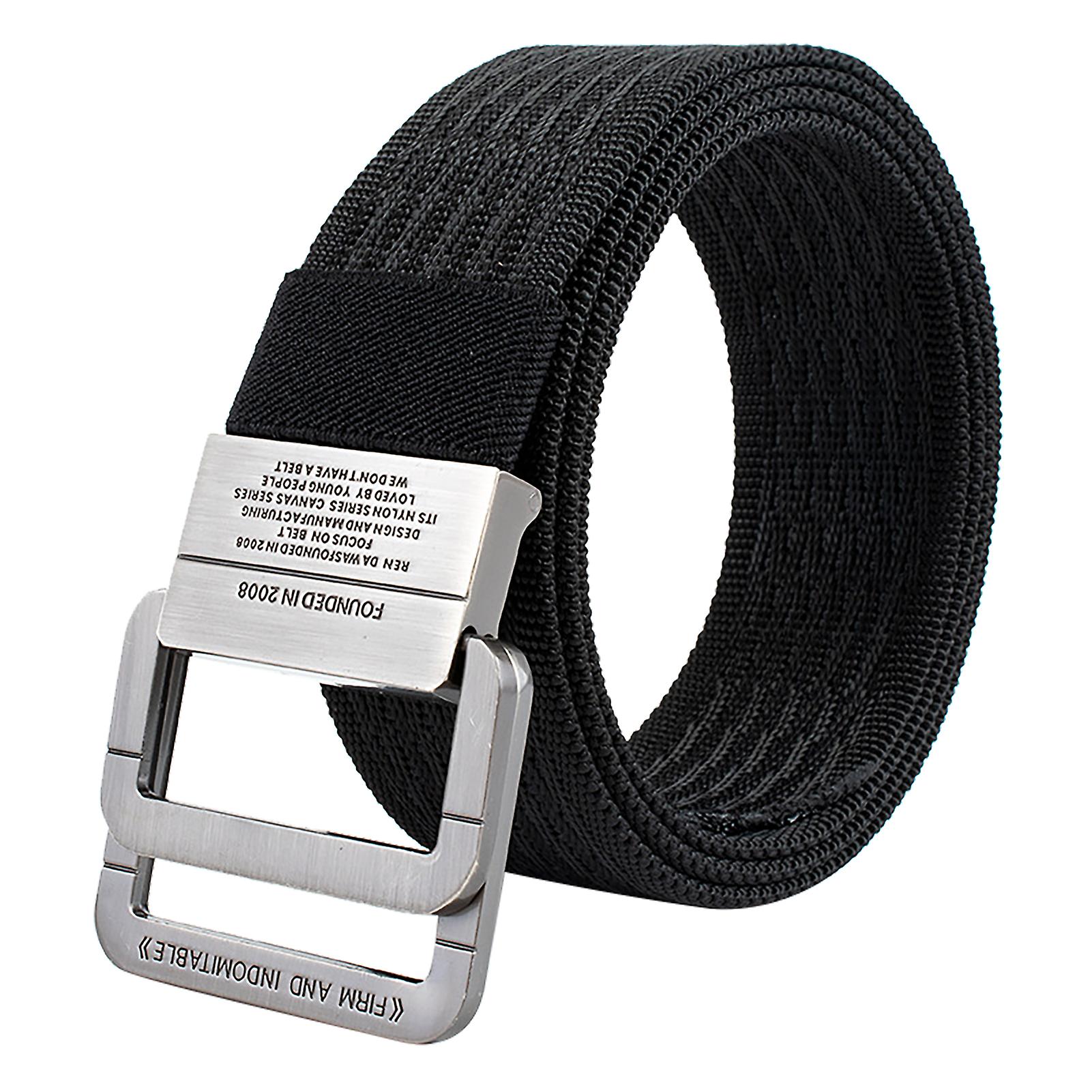 Nylon Work Belt Adjustable Tightly Woven Utility Belt with Alloy Double Loop Buckle for Outdoor Black
