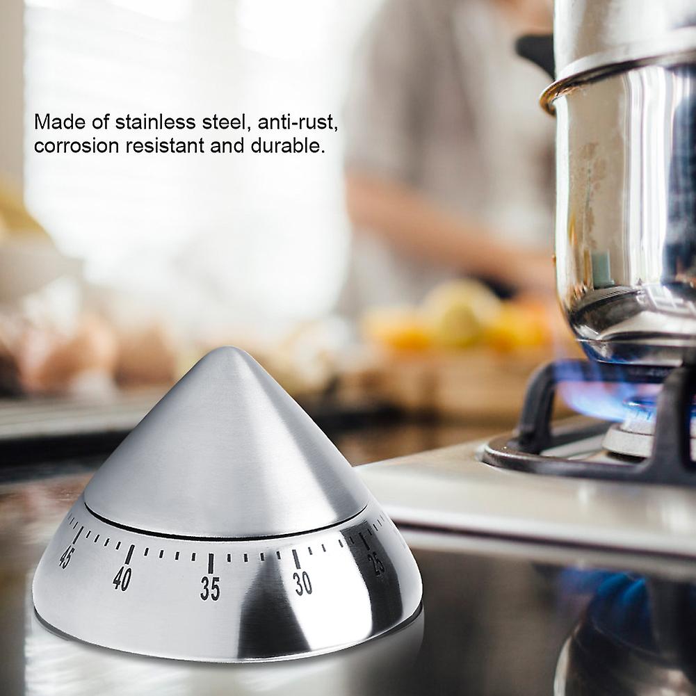 Kitchen Timer, Short Timer, Fashionable Stainless Steel 60 Minute Countdown, Mechanical Cooking Timer, Kitchen Tool, Mini Size, Manual Timer (Silver)