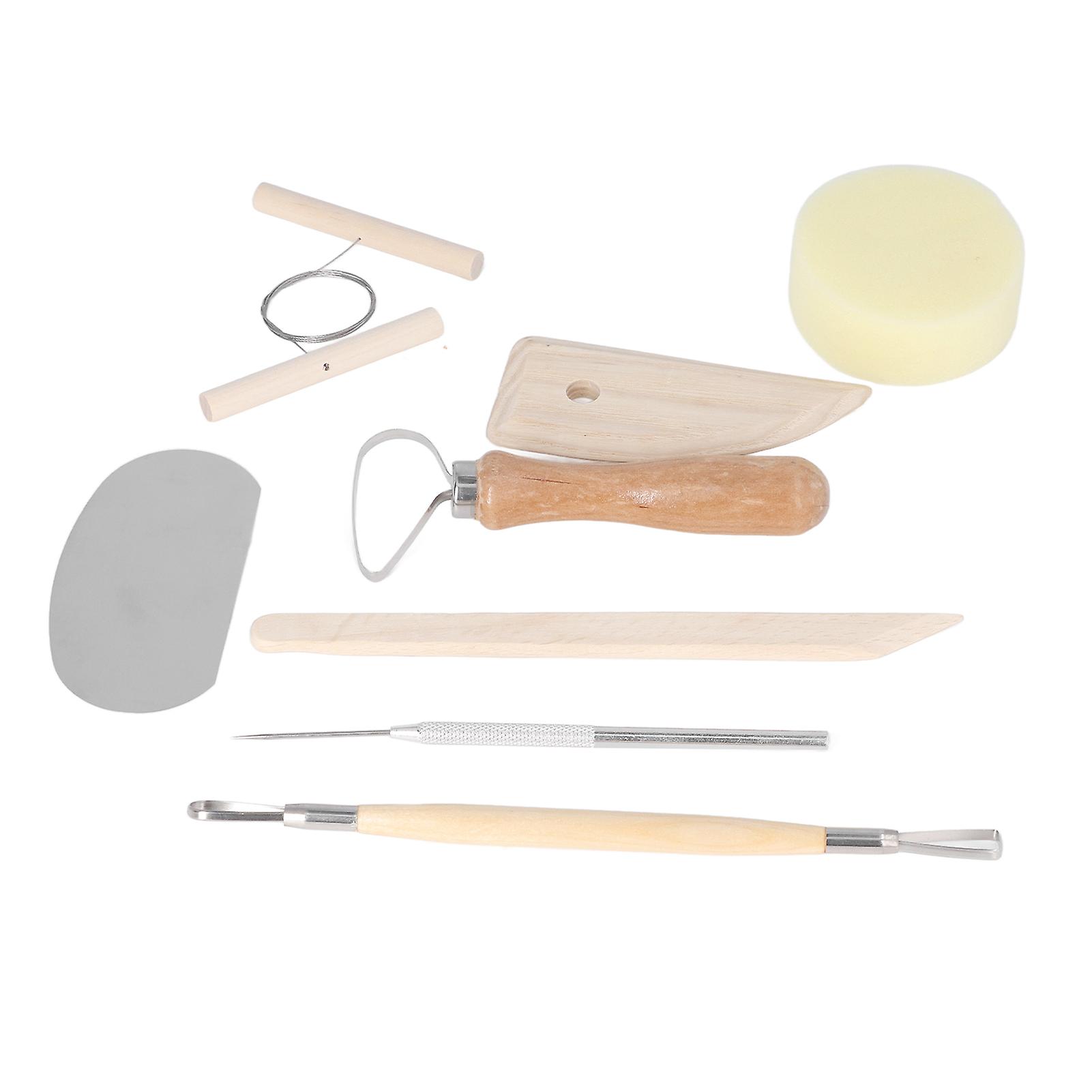 Pottery Tool Kit 8 Piece Double Sided Wooden Handles Pottery Clay Tools for Carving Shaping 