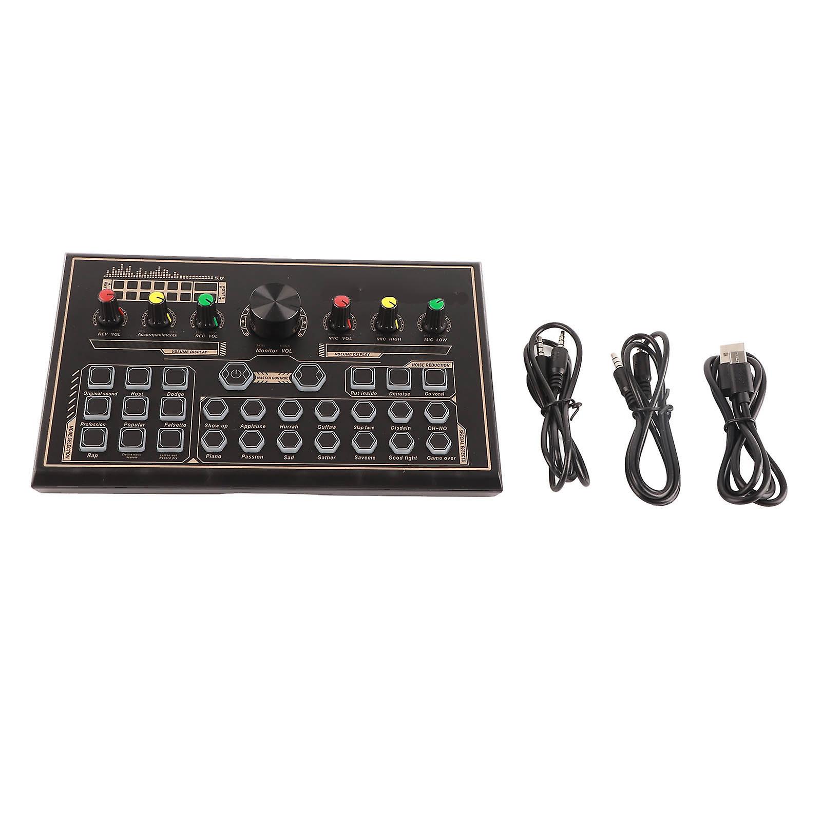 Professional Streaming Audio Mixer, Multi-Device Support for Podcasting and Gaming, Atmosphere Building Sound Board with LED Button Light, Powerful