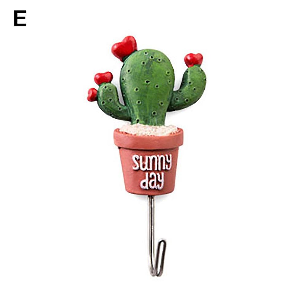 Cute Cactus Shape Self-adhesive Kitchen Bathroom Wall Hook Towel Holder Hanger
