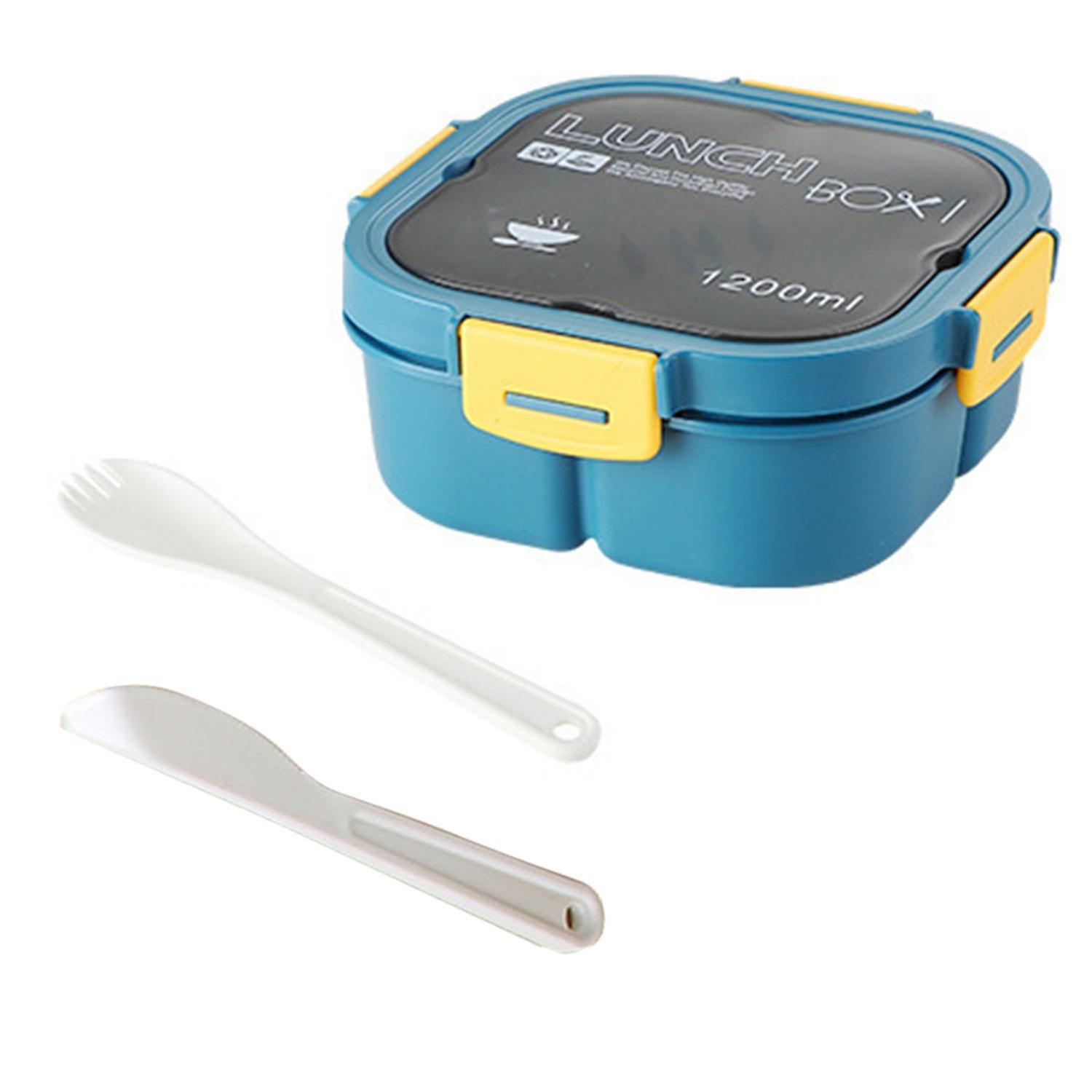 Student Bento Box Thick Material Partition High Capacity Anti-leak Three Compartments Food Storage