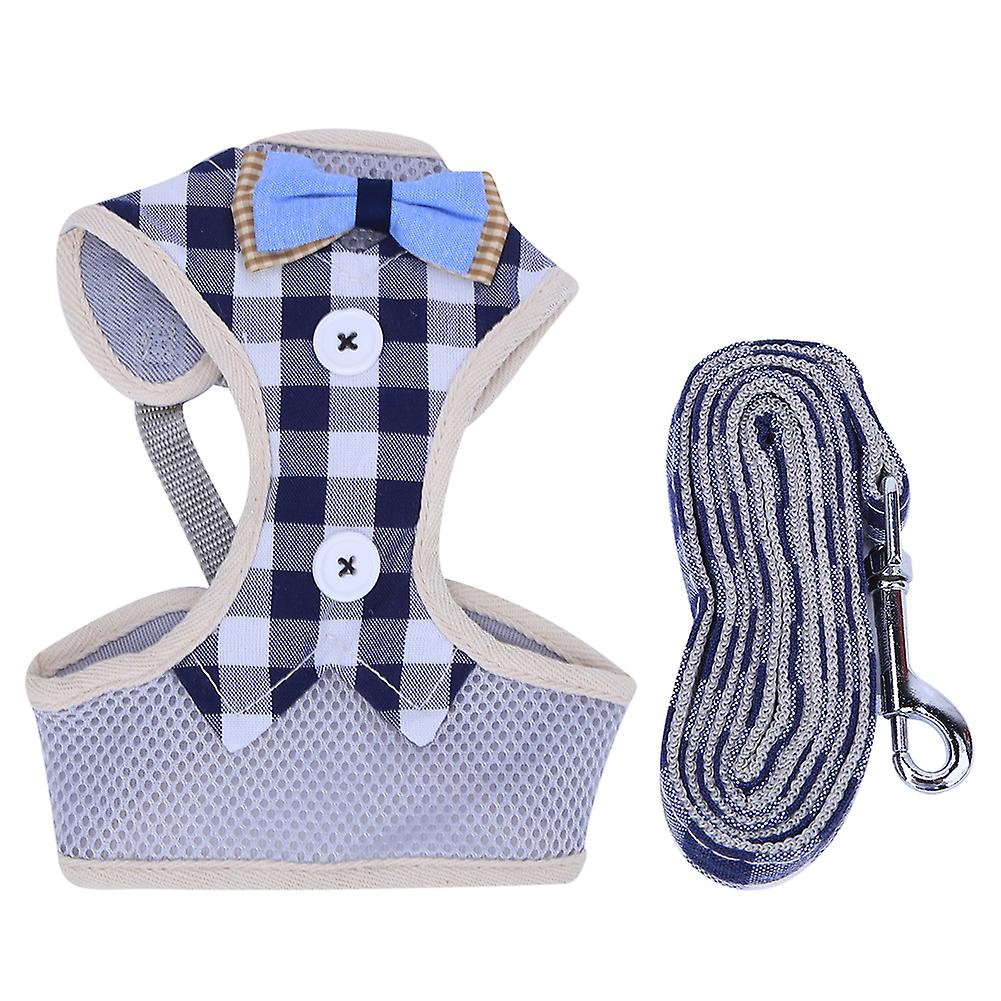 Breathable Mesh Polyester Pet Chest Harness with Pull Strap and Leash for Cats (M)