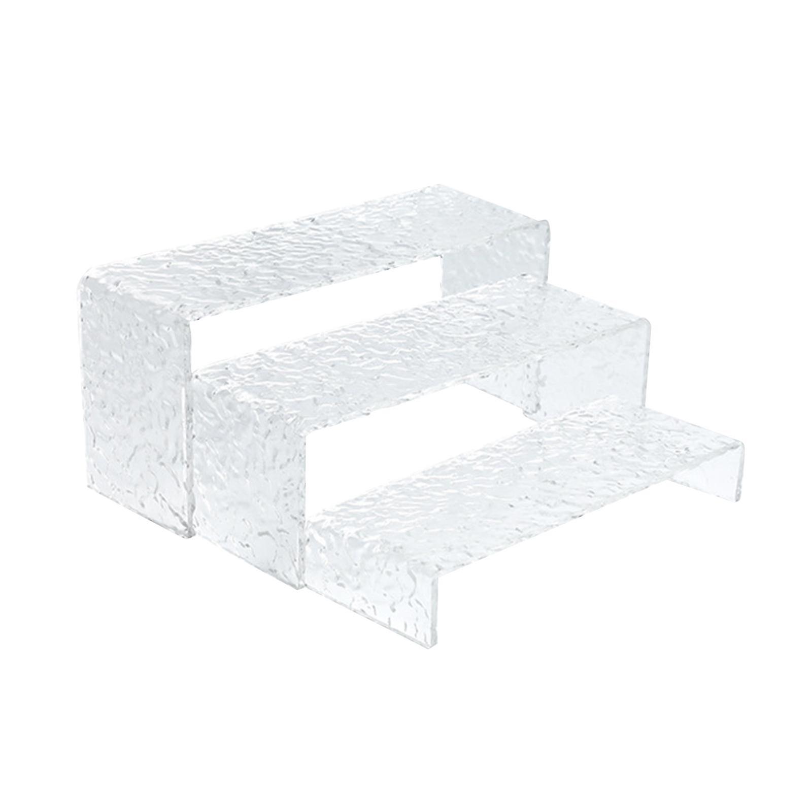 3x Acrylic Display Riser Tansparent Showcase Rectangular Acrylic Display Shelf for Necklaces Collections Cakecup Organization