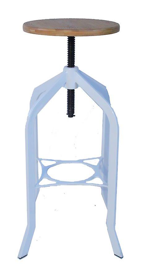Tarapi Industrial Bar Stool Rustic White Frame Height Adjustable.