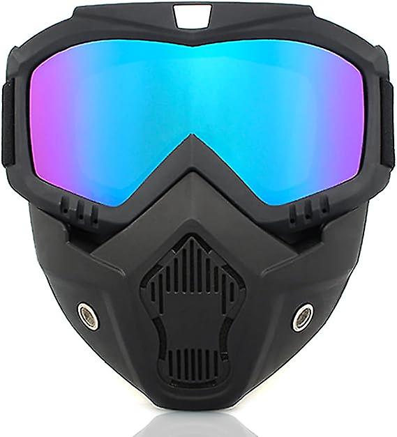 Motorcycle Goggles Mask TAIZER Fog-Proof Removable Face Mask Windproof UV Protection Goggles for Airsoft Riding and Biking