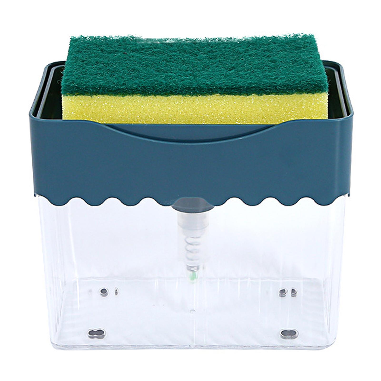Transparent Dish Soaps Container with Sponge Holder Easy Refilling Liquid Soaps Box for Countertop