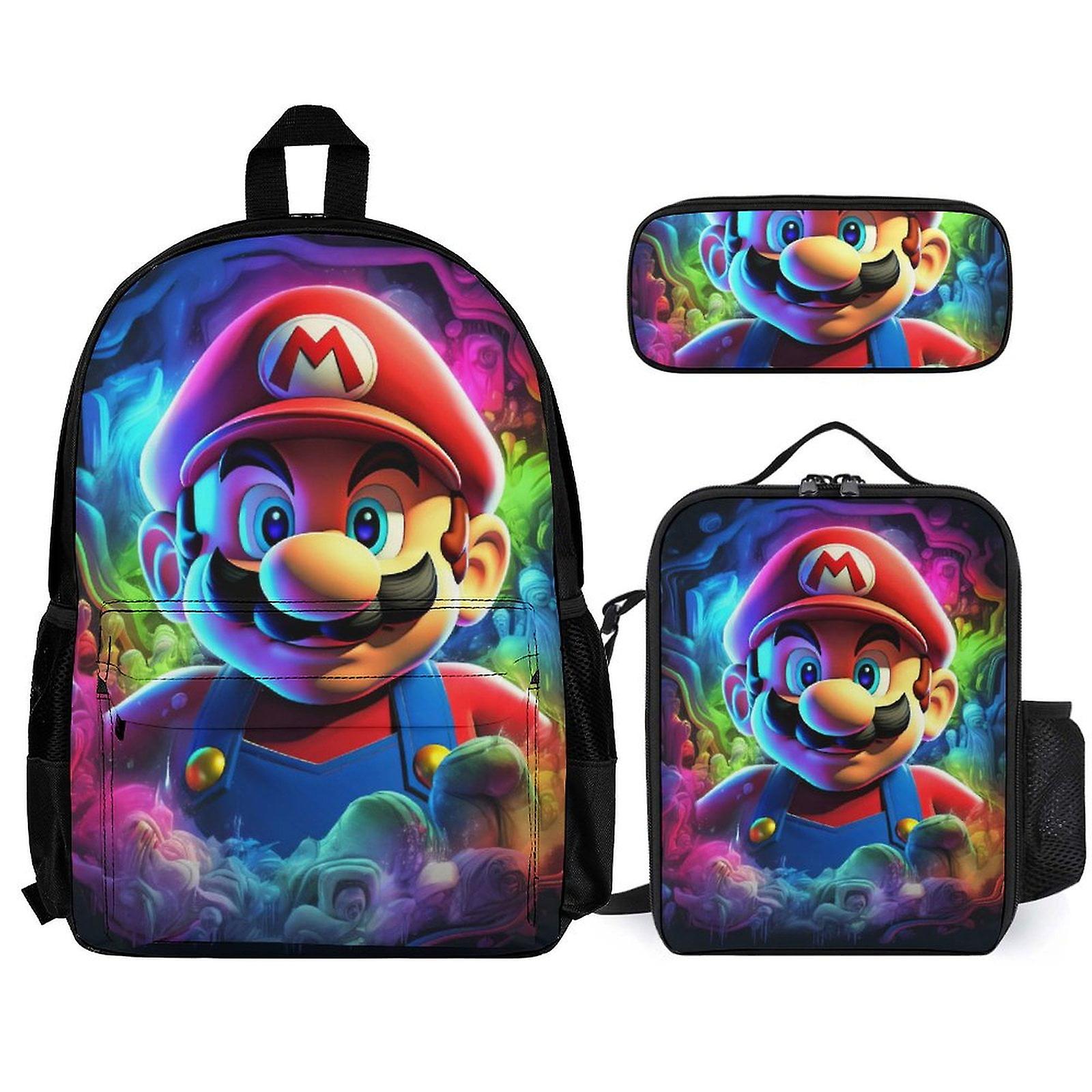 Super Mario Backpack Set, Backpack with Lunch Box And Pencil Case 3pcs Set