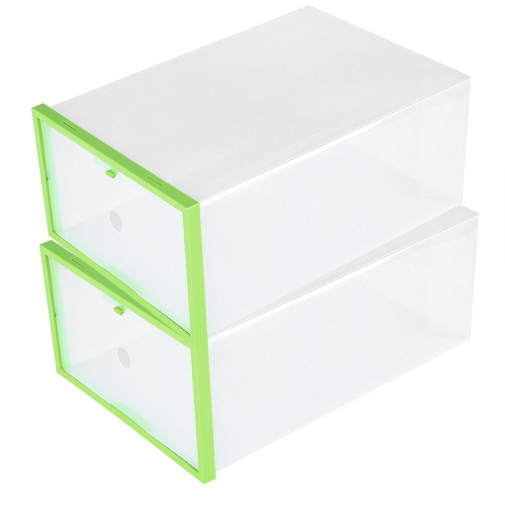 Clear Foldable Plastic Drawer Shoe Storage Case Stackable Box Organizer Green