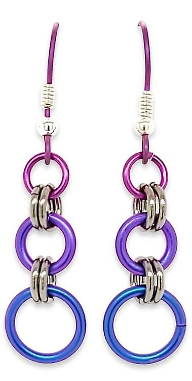 Ti2 Titanium Triple Beam Drop Earrings - Pink