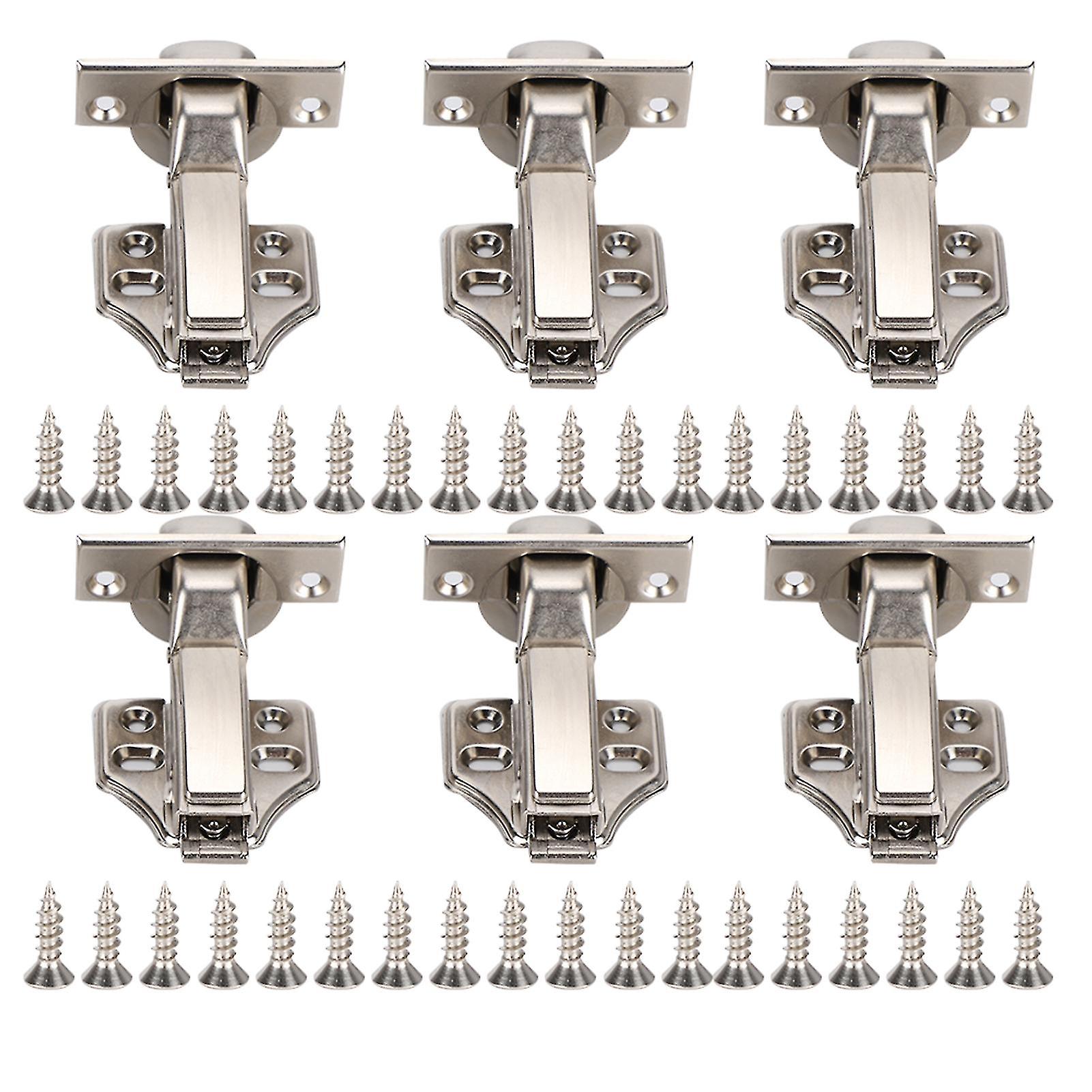 Office Hinges - 3 Sets 2-Stage Hydraulic Large Bend Nickel-Plated 4-Hole A2202C