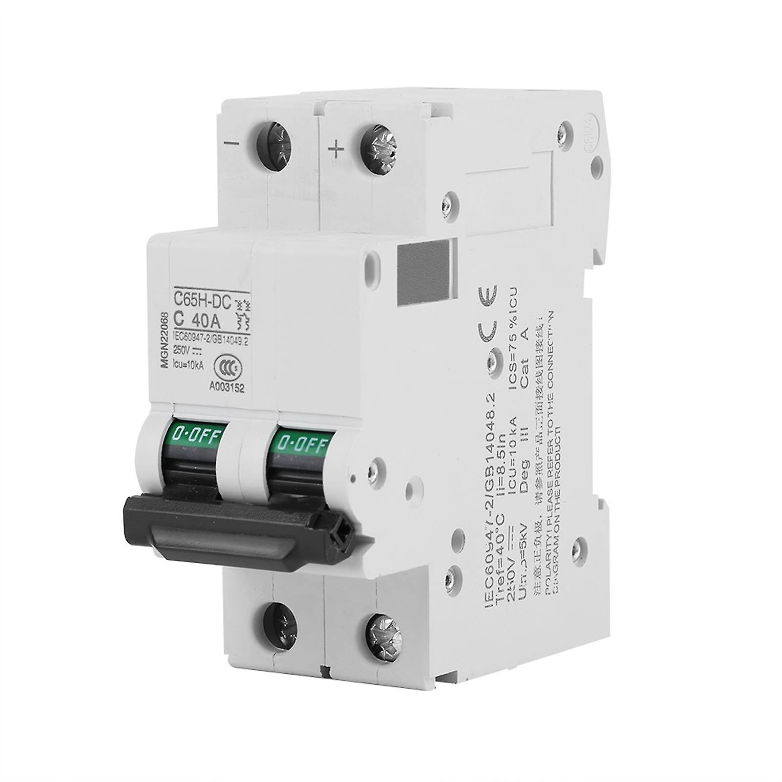 Risegun Circuit Breaker 2P 250V DC Miniature Circuit Breaker for Solar Panels Grid System (40A)