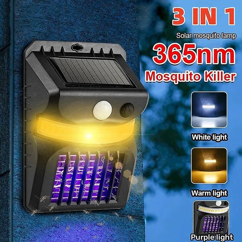 Solar Led Sensor Motion Wall Lights Outdoor Ip65 Led 3 Lighting Modes Mosquito Killer Lights Fly Bug Insect Zapper Killer