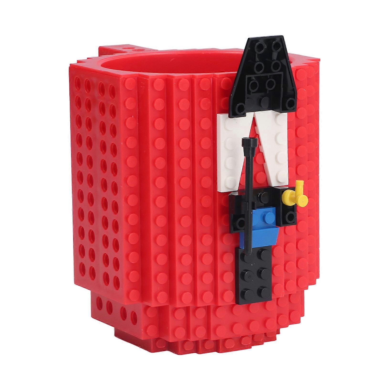 Caneca de Café Build On Brick BPA Free Funny DIY Novelty Cup com Blocos de Construção para Crianças Fun Red