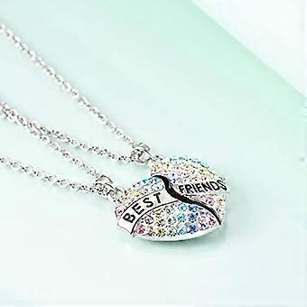 Collane Amicizia BFF Con Ciondolo A Cuore - Set Da 2 In Argento Con Catena Regolabile - Regalo Per Migliore Amica