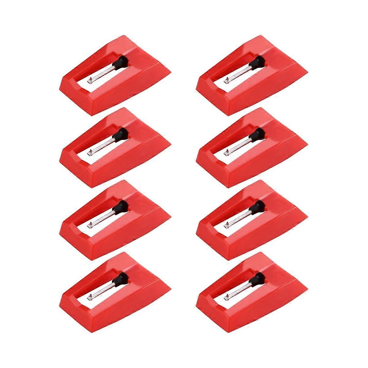 8 Stück Plattenspieler-Nadeln, universelle Ersatz-Stylus-Nadeln Ersatz-Stylus-Nadeln für Vinyl-Plattenspieler Rot