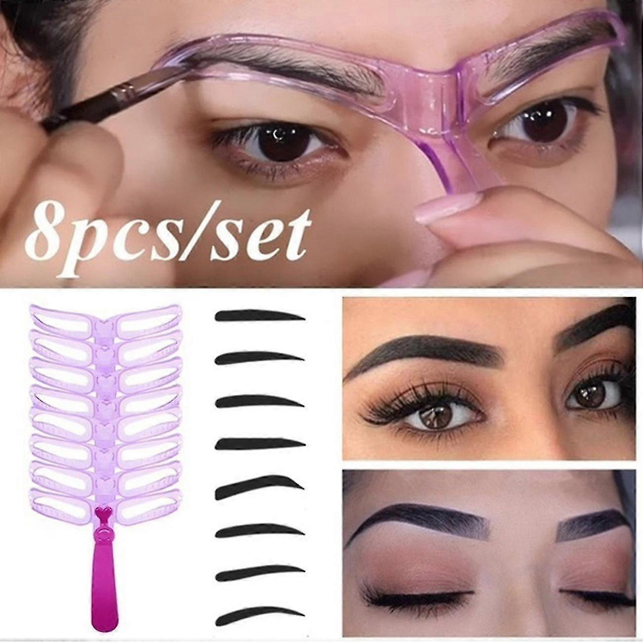 8 pochoirs à sourcils pcs avec poignée et sangle lavable modèle de sourcil réutilisable
