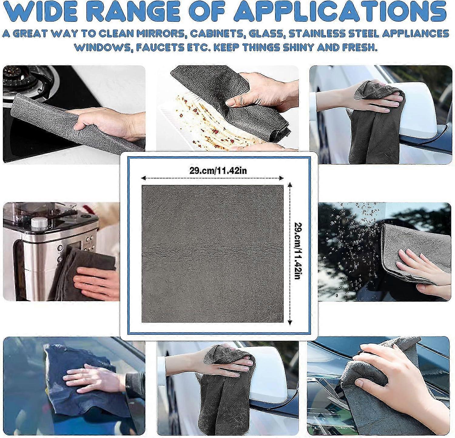 Glass Cleaning Magic Cloth, 10pcs Thickened Magic Cleaning Cloth, Glass ...