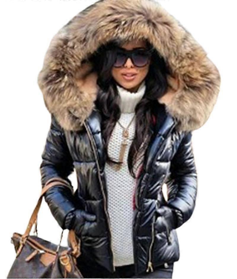 Women's Quilted Fur Color Winter Jacket