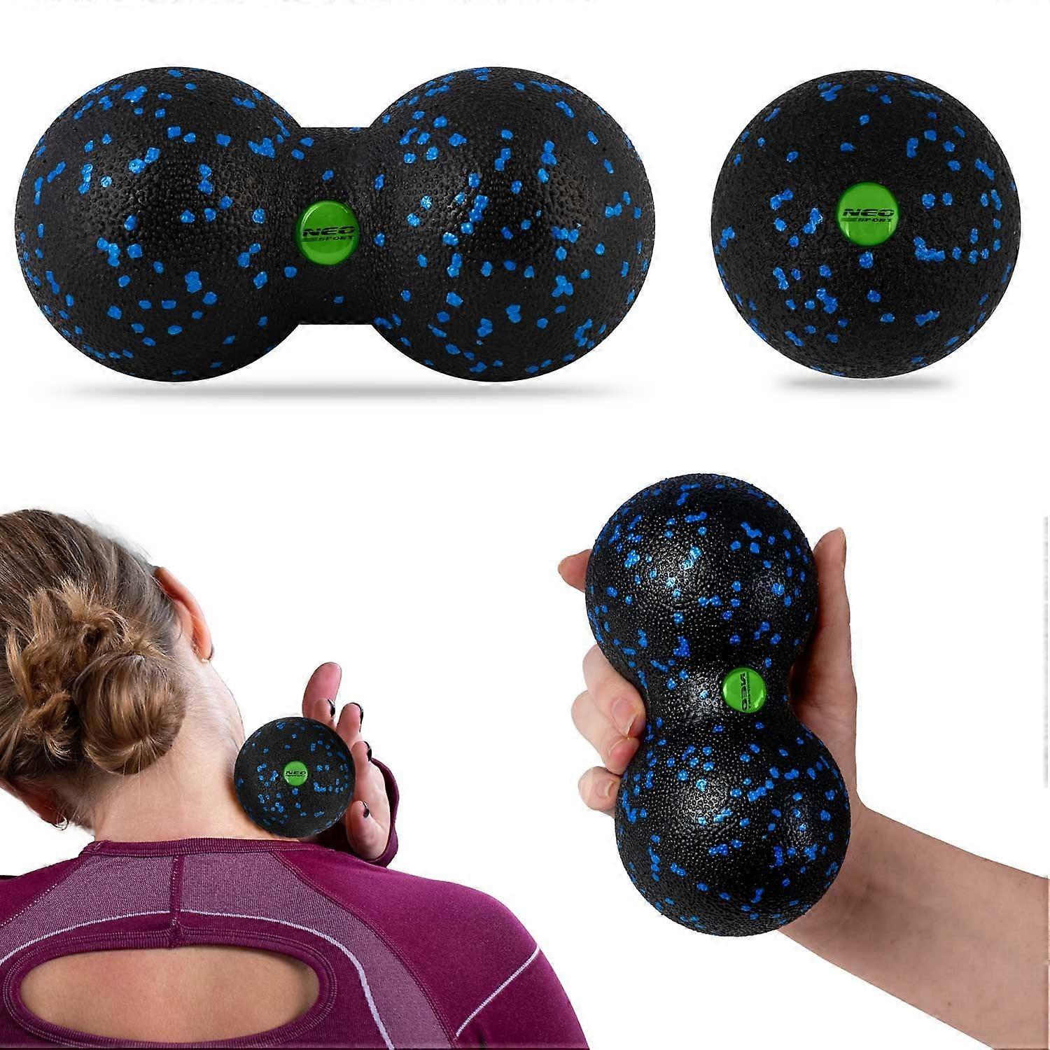 Massage Ball + Double Massage Ball - Set - NS-997 Black/Blue