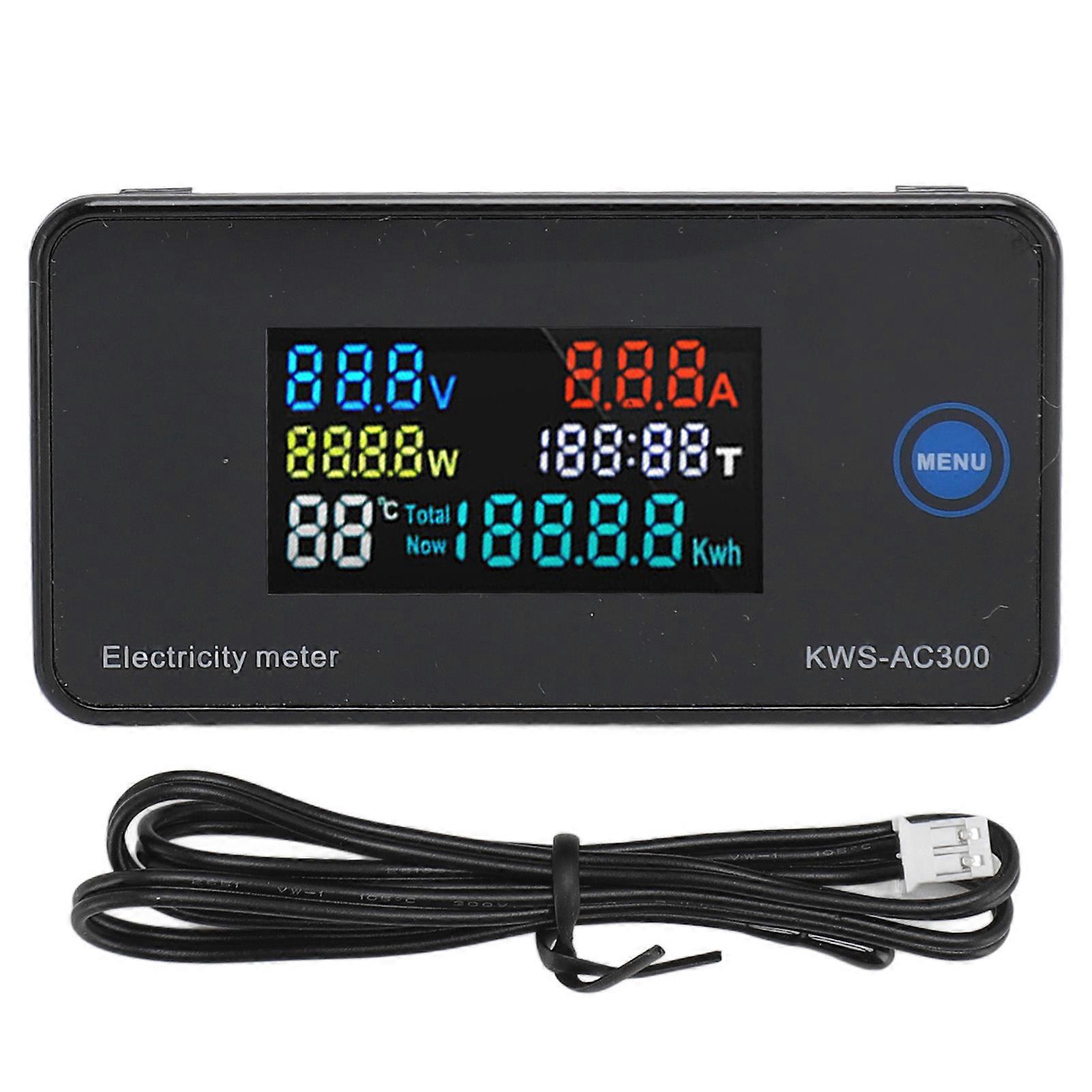 Digital Voltmeter Ammeter Colorful LCD Display AC Current Voltage AC50?300V Ampere Meter for Household Appliances