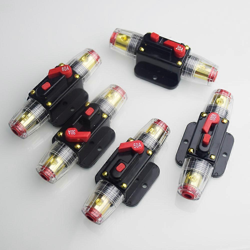 12V Car Truck Audio Resettable Fuse Circuit Breaker Audio Amplifier Overload Protection Fuse Holder DC 20A-100A