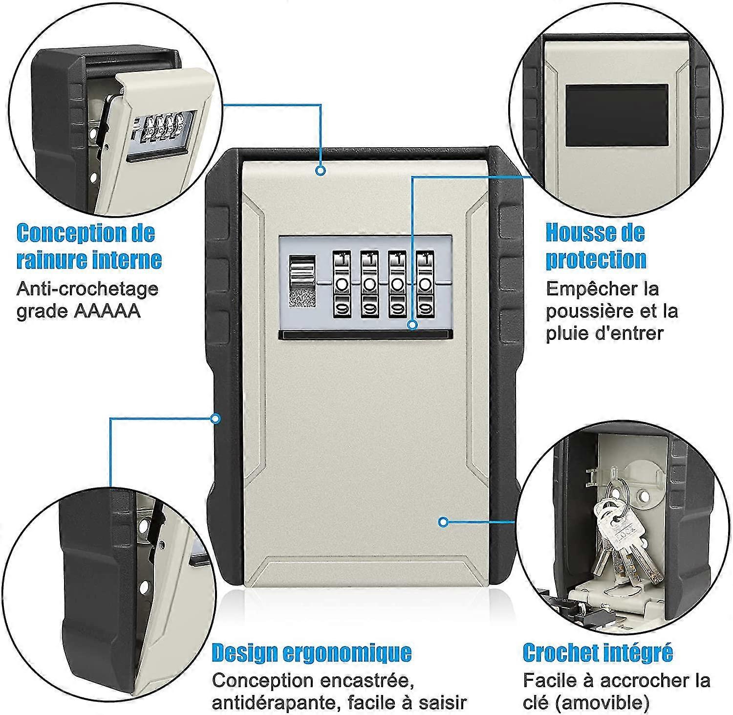 [2022 New Version] Secure Key Box, Waterproof Exterior 4-digit Lock Safe Box