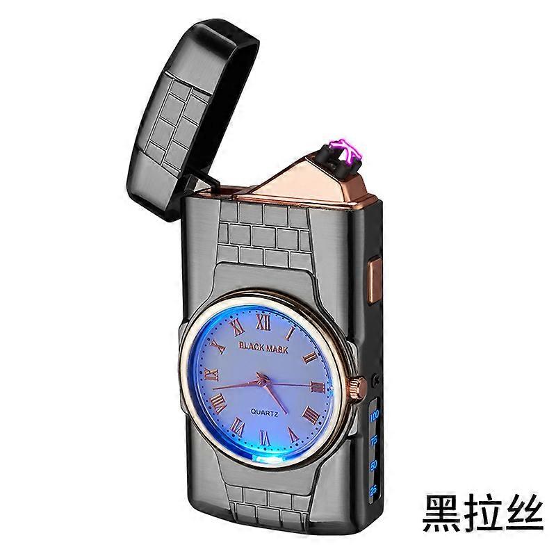 Innovative Upgrade New Clock Arc Lighter Windproof Cigarette Lighter Watch Men's Gift 2-In-1 Cross-Border
