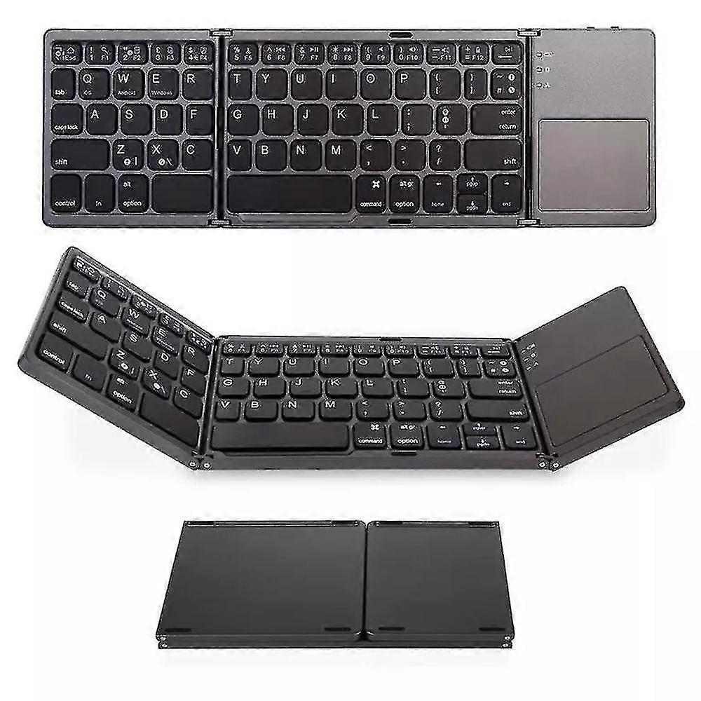 Three-fold Bluetooth Keyboard, Bluetooth Portable Mini Wireless Keyboard With Touchpad Mouse For Android, Windows, Pc, Tablet
