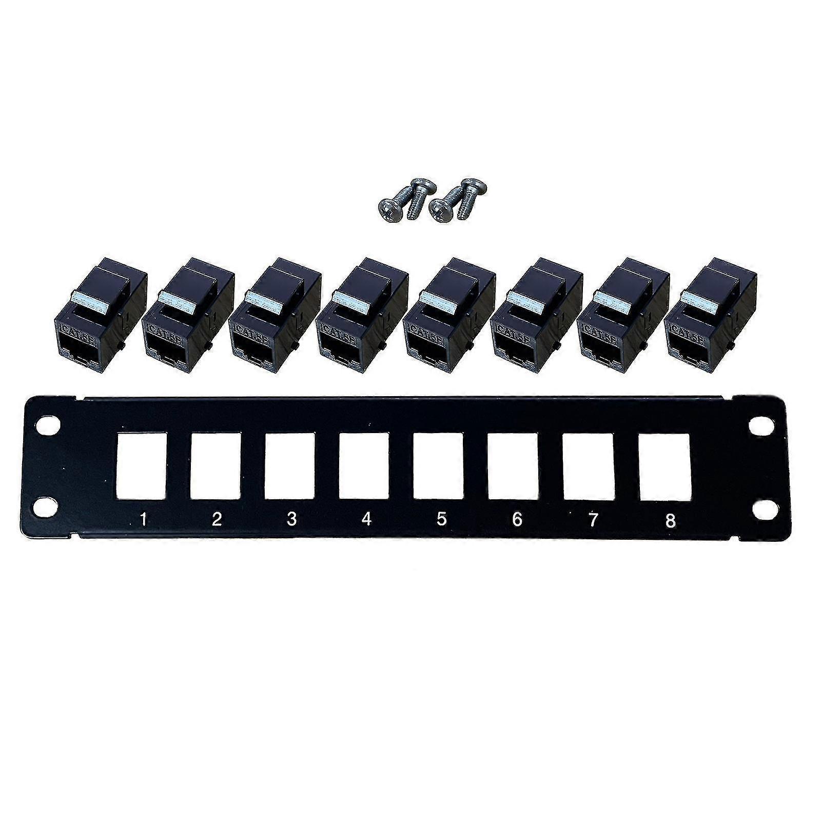 8 Port Straight-throu Cat5e Patch Panel Rj45 Network Cable Adapter Keystone Jack