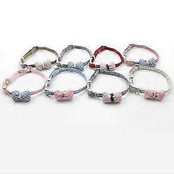 Bowknot Dog Cat Collar Adjustable Traction Single Collar Pet Jewelry Cat Collar