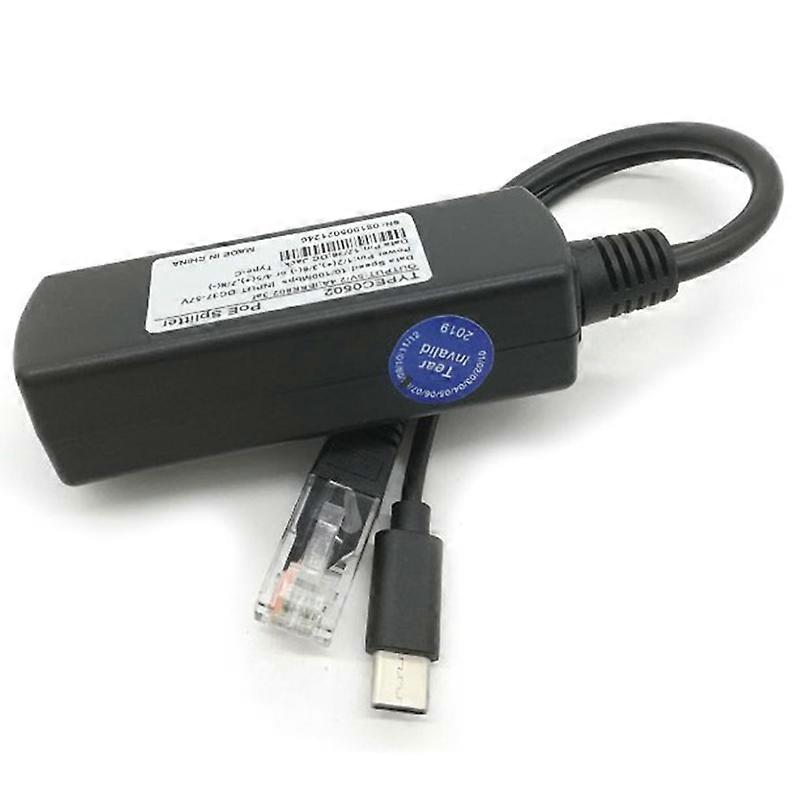 Hot!!! TYPE-c poe splitter usb 48v to 5v power over ethernet 8023af 100/1000M for raspberry