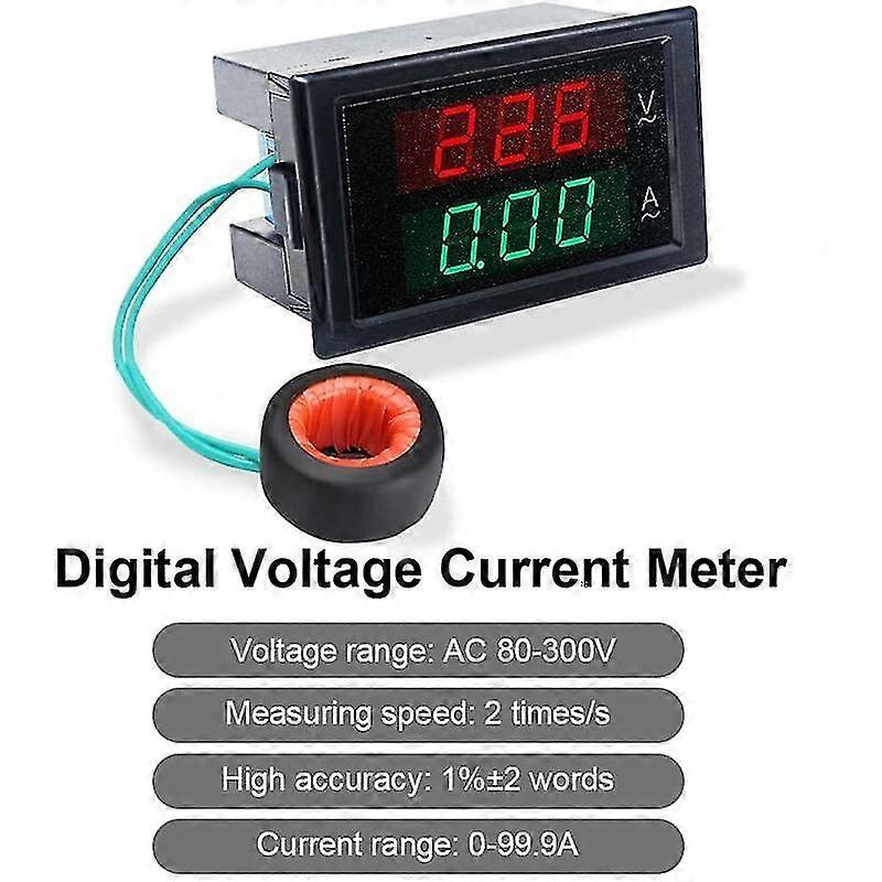 Digital Voltmeter Ammeter Ac 80-300v 0-100a Voltage Current Meter Volt Amp Display Voltmeter Amperage Multimeter 2 In 1 With Current Transformer 56vin