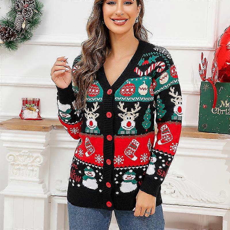 نسائي عيد الميلاد البلوزات كم طويل متماسكة كنزة صوفية لطيف شجرة الرنة ندفة الثلج طباعة كنزة قميص قميص
