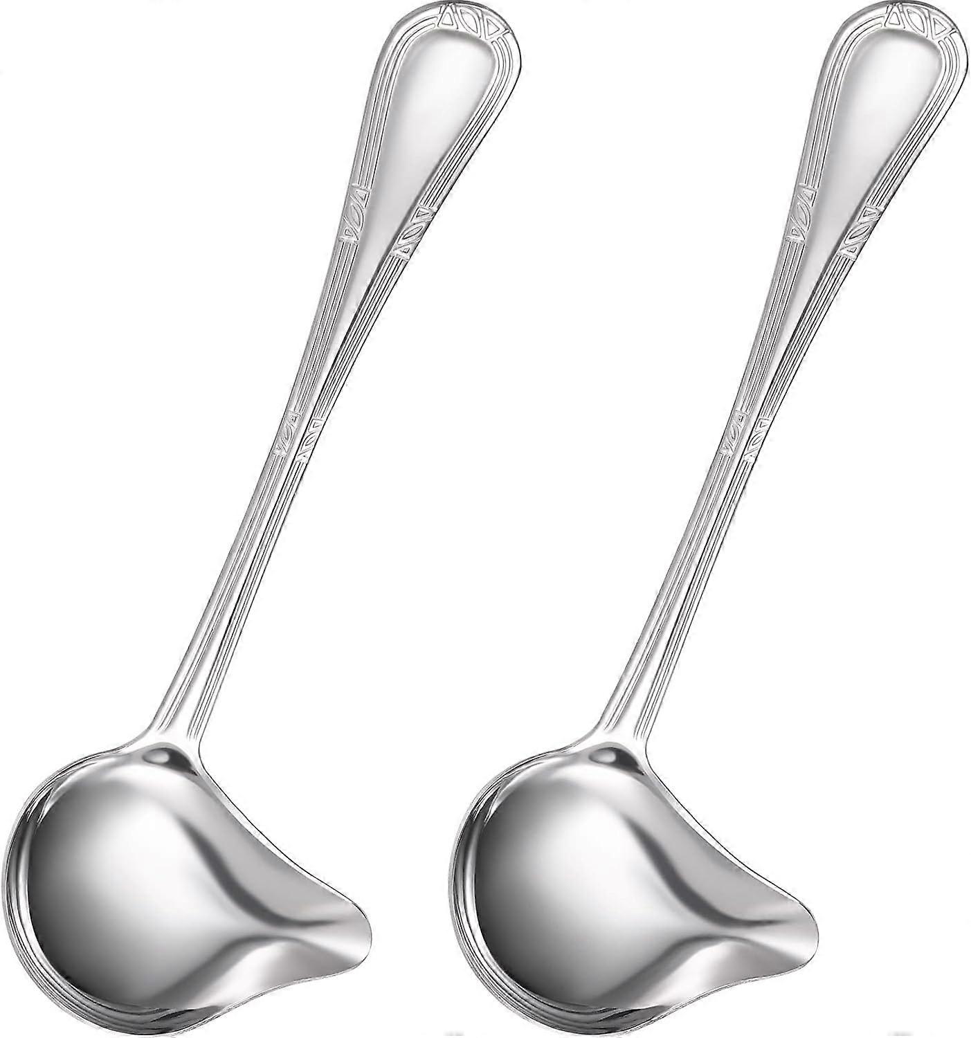 Small Ladle Gravy Ladle Drizzle Spoon 18/10 Stainless Steel Saucier Sauce Soup Spoon for Spooning Gravies and Sauces (2 Pieces)