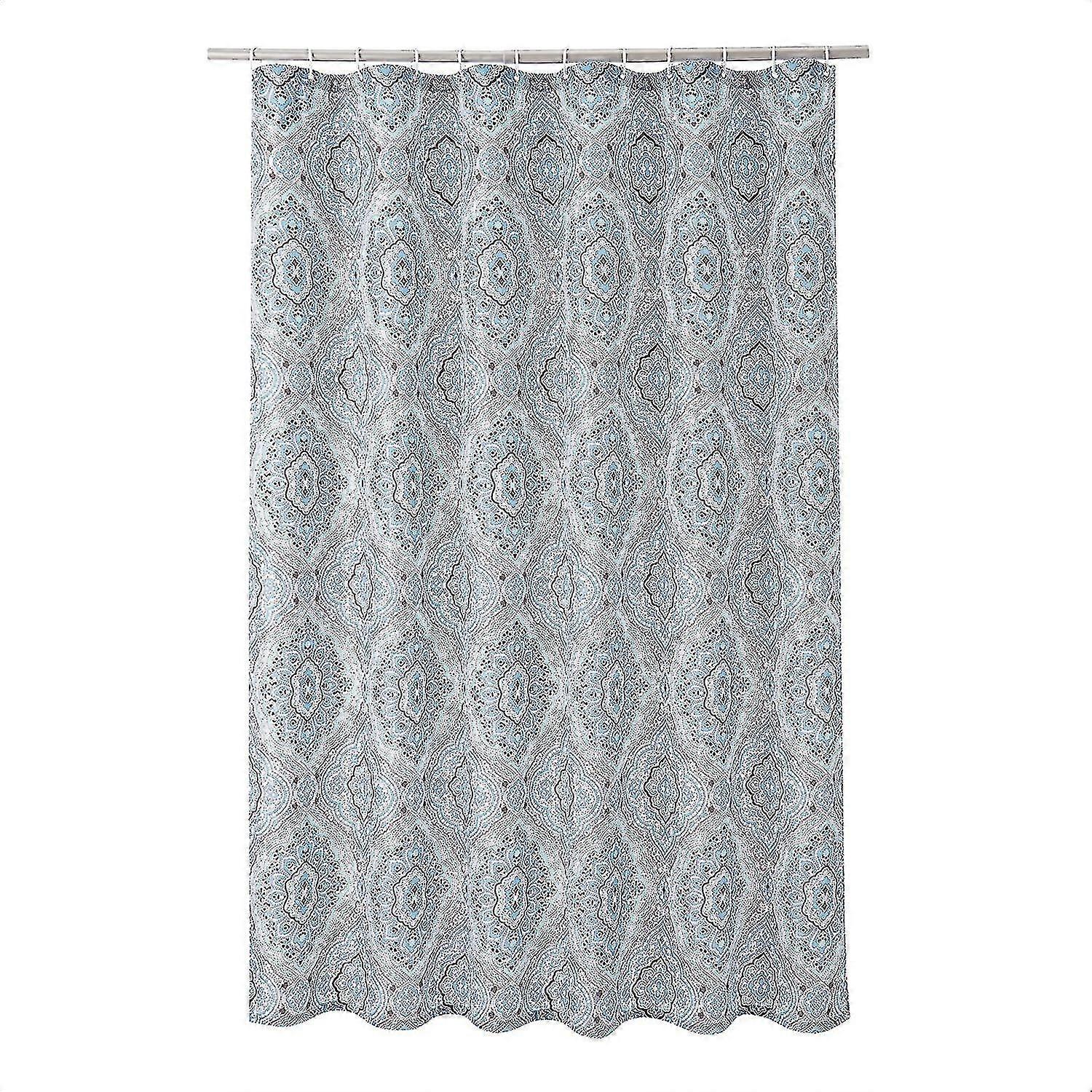 Fabric Shower Curtain With Grommets & Hooks - 72 X 72", Blue
