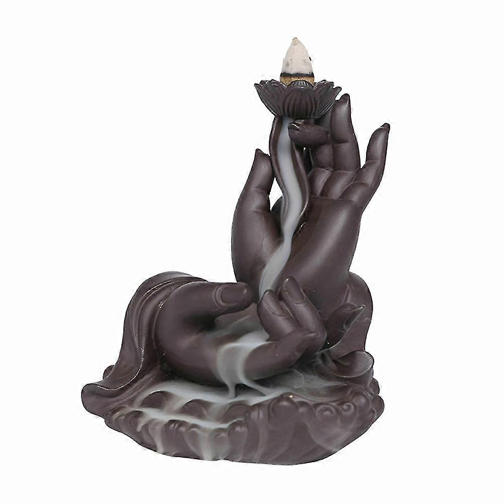 Buddha Hand Backflow Waterfall Incense Burner, Smoke Incense Cones Holder