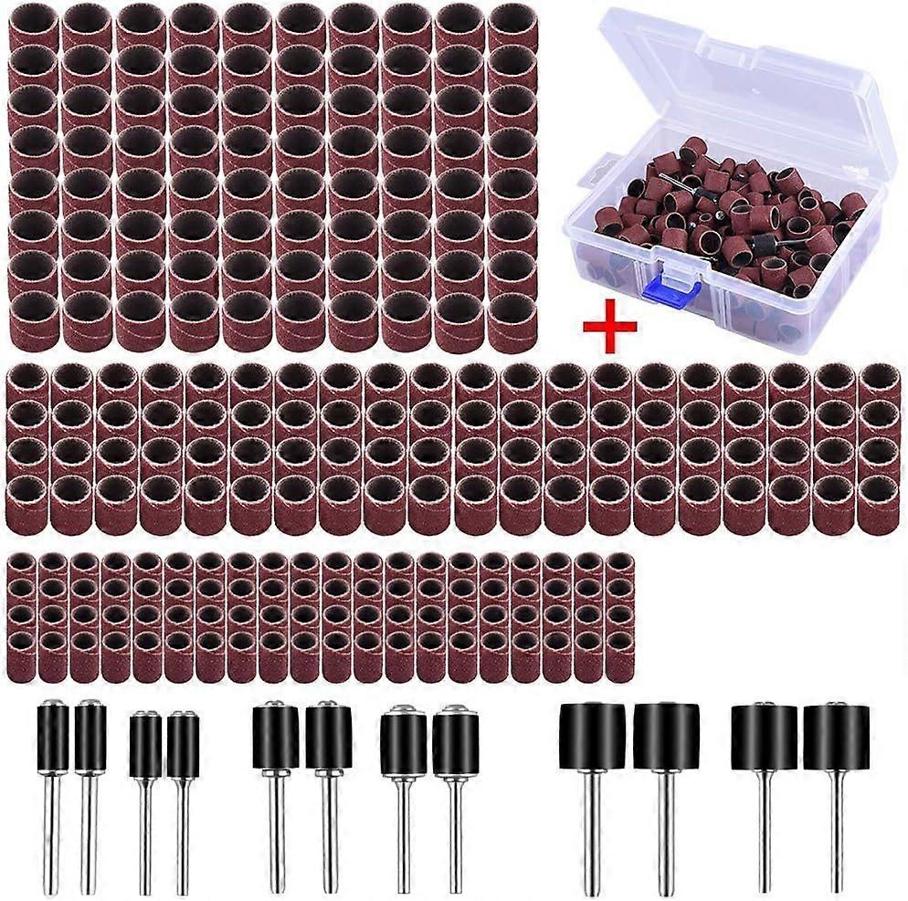 252 Pieces Sanding Drum with Free Box, Including 240 Pieces Sanding Belts and 12 Pieces Drum Mandrel16.4*11.8*5.8cm