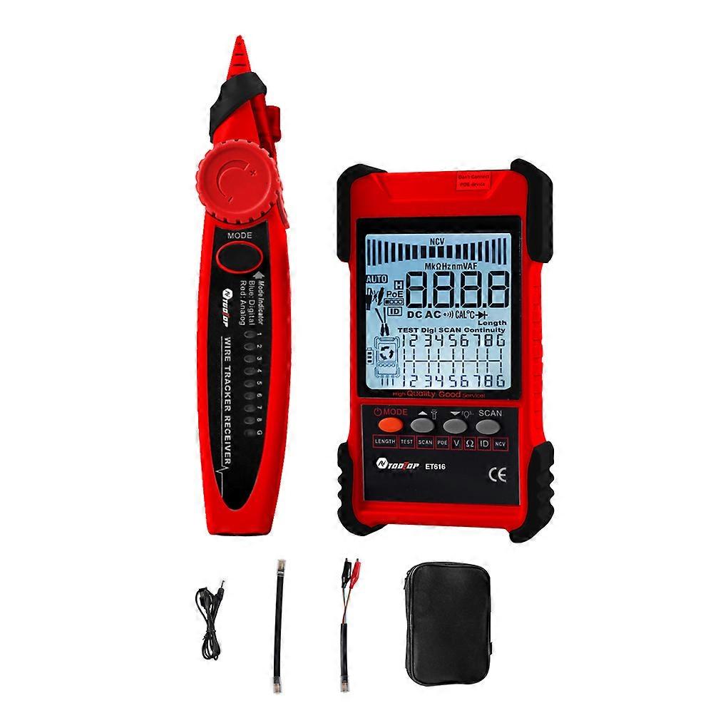 ET616/ET618 Network Cable Tester with LCD Display Analogs Digital Search POE Test Cable Pairing Length Wiremap Tester