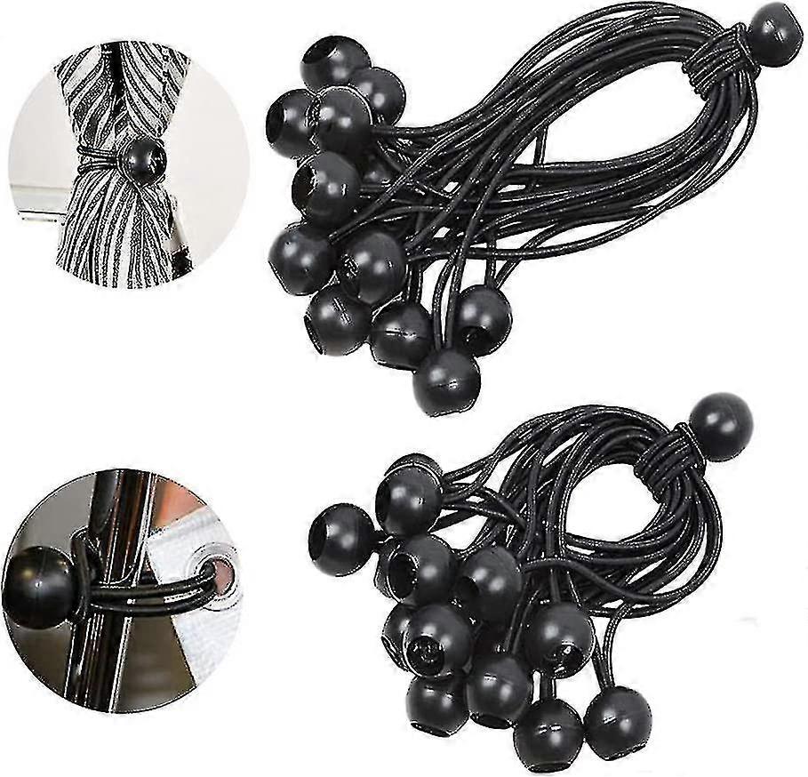 30 Stück elastischer Gummi mit schwarzer Kugel, Gummispanner mit Kugel
