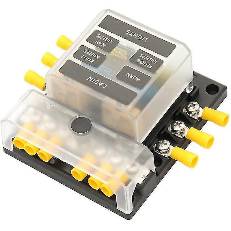 6-way Fuse Box, Negative Separation Type (rotating Top Cover) + Fuse Set F404l- 5a*2 / 10a*2 / 15a*4 / 20a*4 F445*2