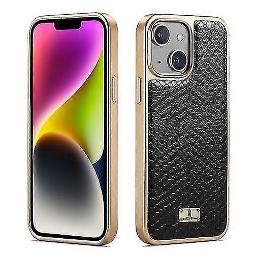 Compatible with Iphone 15 Fierre Shann Snake Texture Electroplating Pu Mobile Phone Case